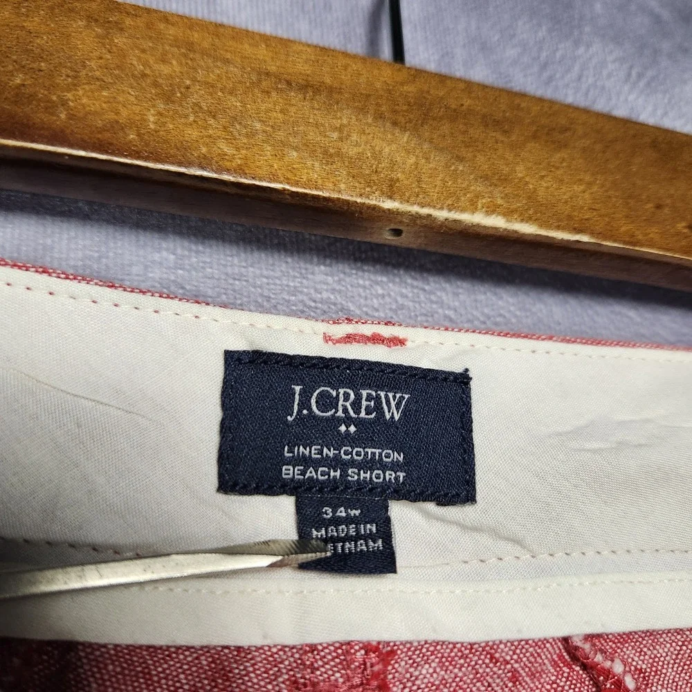 J. Crew Mens Pink Beach Shorts 34 Linen Blend Flat Front Casual‎